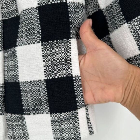 Talbots Women's Buffalo Check Textured Lined Full Zip Jacket Black White Size 4 - Picture 5 of 12
